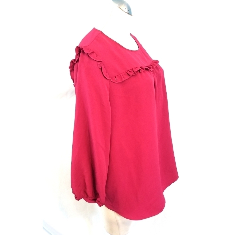 Juicy Couture Size XL Raspberry Colored Ruffled Blouse - Picture 5 of 7